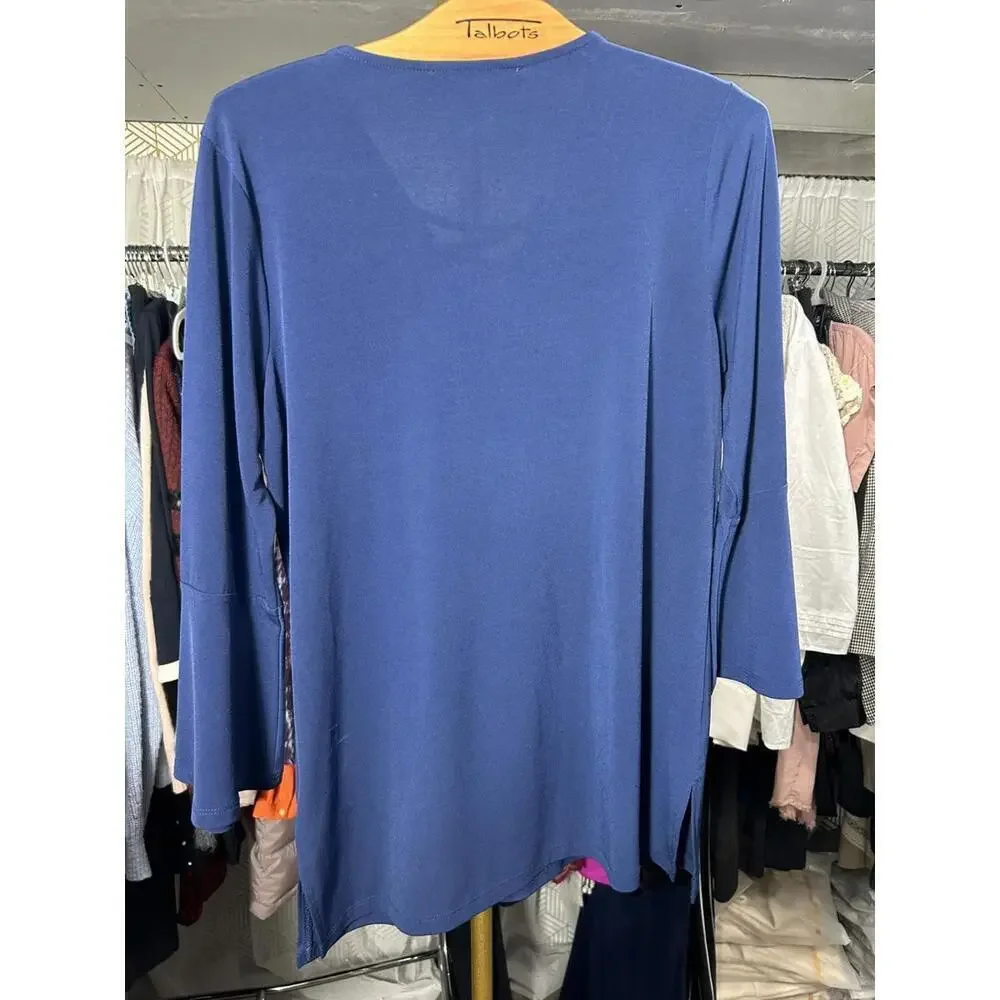 EUC Michael Kors Blouse Royal Blue with Gold Hardware Sz S
